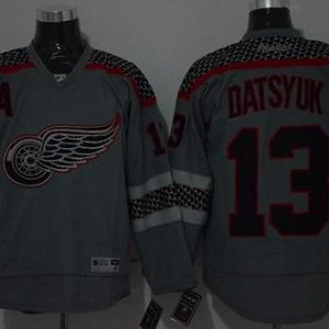 Red Wings #13 Pavel Datsyuk Charcoal Cross Check Fashion Stitched Jersey