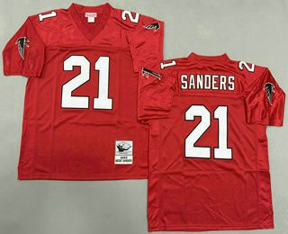 Atlanta Falcons #21 Deion Sanders Red 1992 Throwback Jersey