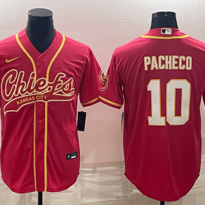 Kansas City Chiefs #10 Isiah Pacheco Red With Patch Cool Base Stitched Baseball Jersey