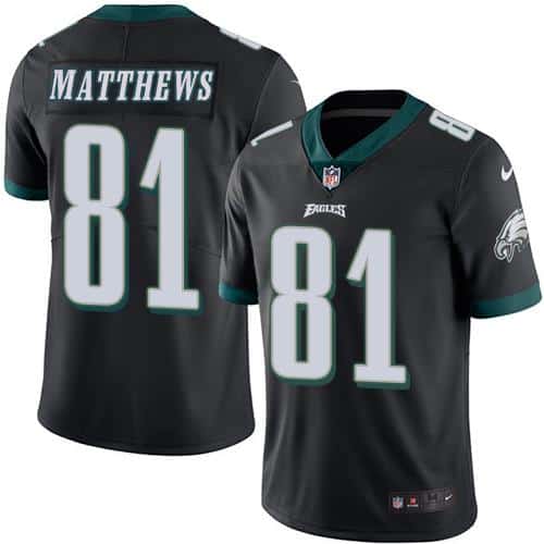 Eagles #81 Jordan Matthews Black Stitched Limited Rush Nike Jersey