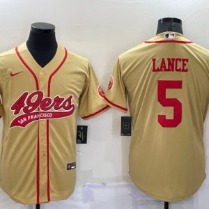 San Francisco 49ers #5 Trey Lance Gold Cool Base Stitched Baseball Jersey