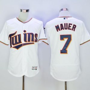 Twins #7 Joe Mauer White Flexbase Authentic Collection Stitched Jersey