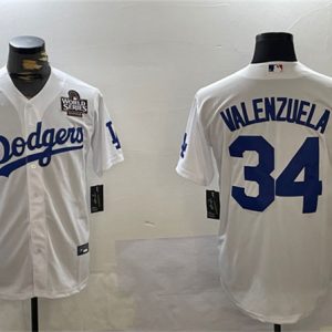 Los Angeles Dodgers #34 Toro Valenzuela White 2024 World Series Cool Base Stitched Jersey