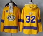 Kings #32 Jonathan Quick Gold Sawyer Hooded Sweatshirt Stitched Jersey