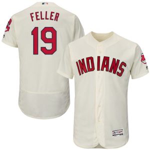 Indians #19 Bob Feller Cream Flexbase Authentic Collection Stitched Jersey