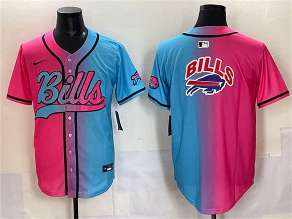 Buffalo Bills Team Big Logo Pink Blue Limited Stitched Jersey