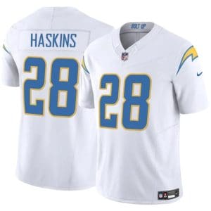 Los Angeles Chargers #28 Hassan Haskins White 2024 F.U.S.E. Vapor Limited Stitched Jersey