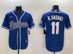 Los Angeles Dodgers #11 Roki Sasaki Royal With Patch Cool Base Stitched Jersey