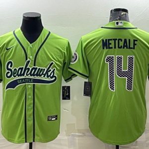 Seattle Seahawks #14 DK Metcalf Green With Patch Cool Base Stitched Jersey