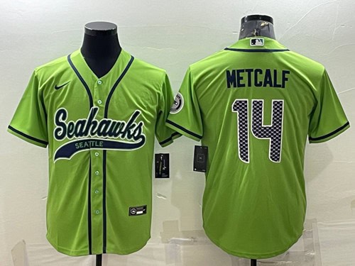 Seattle Seahawks #14 DK Metcalf Green With Patch Cool Base Stitched Jersey