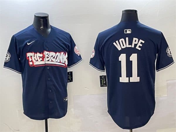 New York Yankees #11 Anthony Volpe Navy Bronx Graffiti Vapor Limited Stitched Jersey