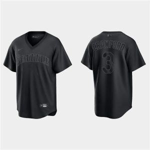 Seattle Mariners #3 J.P. Crawford Black Pitch Black Fashion Replica Stitched Jersey