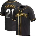 Cincinnati Reds #21 Reggie Sanders Black Cool Base Stitched Jersey