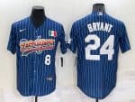 Los Angeles Dodgers Front #8 Back #24 Kobe Bryant Navy Mexico Rainbow Cool Base Stitched Baseball Jersey