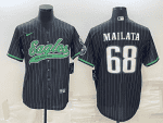 Philadelphia Eagles #68 Jordan Mailata Black With Patch Cool Base Stitched Baseball Jersey