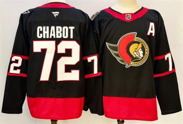 Ottawa Senators #72 Thomas Chabot Black 2024-25 With C Patch Home Stitched Jersey