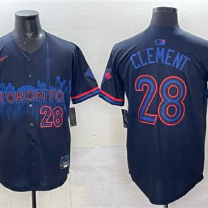 Toronto Blue Jays #28 Ernie Clement Navy 2024 City Connect Limited Stitched Jersey