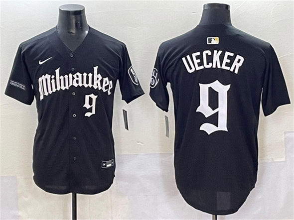 Milwaukee Brewers #9 Bob Uecker Black 'Gothic 414 Shadows Edition' Vapor Premier Limited Stitched Jersey