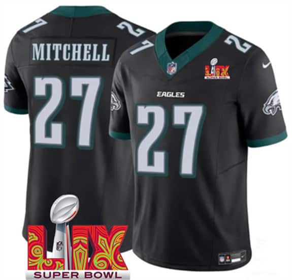 Philadelphia Eagles #27 Quinyon Mitchell Black 2025 Super Bowl LIX Patch Vapor Untouchable Limited Stitched Jersey