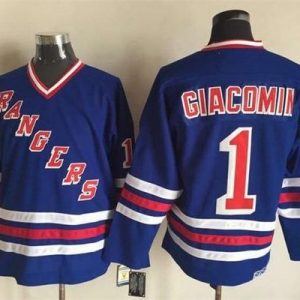 Rangers #1 Eddie Giacomin Blue CCM Heroes Of Hockey Alumni Stitched Jersey