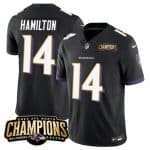 Baltimore Ravens #14 Kyle Hamilton Black 2023 F.U.S.E. AFC North Champions Vapor Limited Stitched Jersey
