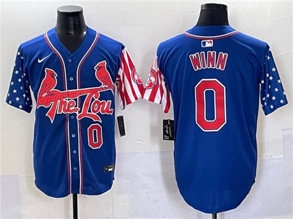 St. Louis Cardinals #0 Masyn Winn Royal Independence Day Vapor Premier Limited Stitched Jersey