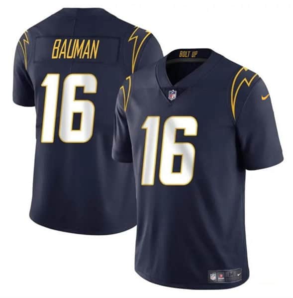 Los Angeles Chargers #16 Casey Bauman Navy 2024 Vapor Limited Stitched Jersey