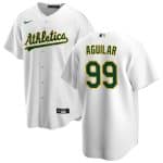 Oakland Athletics #99 Jes¨²s Aguilar White Cool Base Stitched Jersey