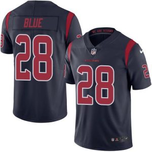 Texans #28 Alfred Blue Navy Blue Stitched Limited Rush Nike Jersey