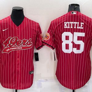 San Francisco 49ers #85 George Kittle Red With Patch Cool Base Stitched Baseball Jersey