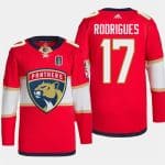 Florida Panthers #17 Evan Rodrigues Red 2024 Stanley Cup Final Patch Stitched Jersey