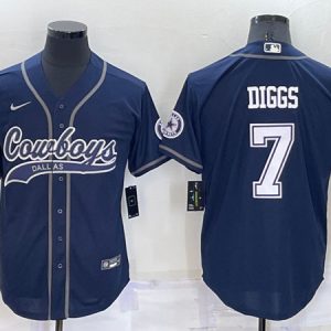 Dallas Cowboys #7 Trevon Diggs Navy Cool Base Stitched Baseball Jersey