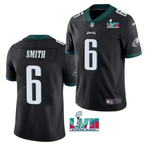 Philadelphia Eagles #6 DeVonta Smith Black Super Bowl LVII Patch Vapor Untouchable Limited Stitched Jersey