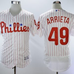 Philadelphia Phillies #49 Jake Arrieta White Flexbase Stitched Jersey