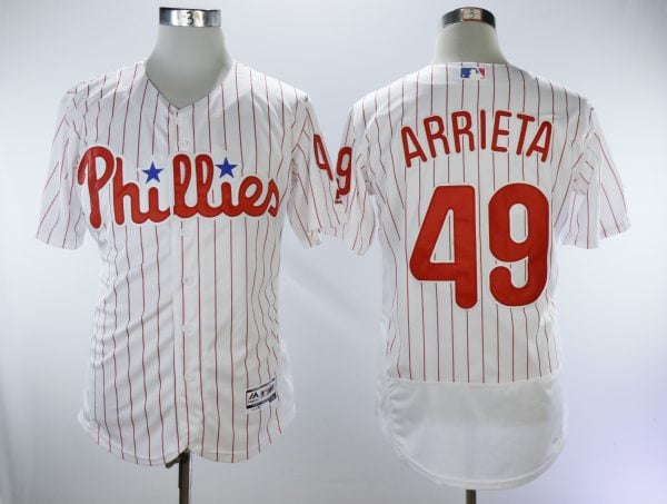 Philadelphia Phillies #49 Jake Arrieta White Flexbase Stitched Jersey