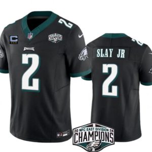 Philadelphia Eagles #2 Darius Slay JR Black 2024 NFC East Champions With 3-Star C Patch F.U.S.E. Vapor Untouchable Limited Stitched Jersey