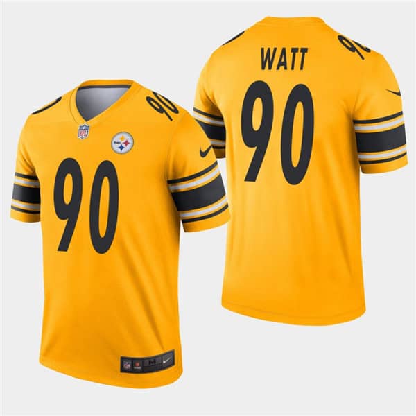 Pittsburgh Steelers #90 T. J. Watt Gold Inverted Legend Stitched Jersey