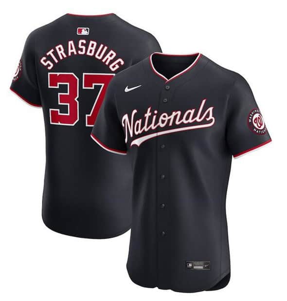 Washington Nationals #37 Stephen Strasburg Navy Alternate Elite Stitched Jersey