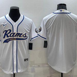 Los Angeles Rams Blank White With Patch Cool Base Stitched Baseball Jersey