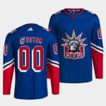 New York Rangers Custom Blue 2022-23 Reverse Retro Stitched Jersey