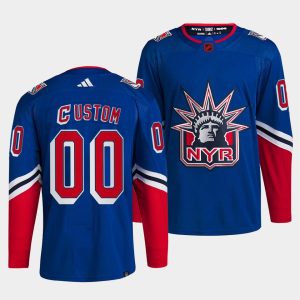 New York Rangers Custom Blue 2022-23 Reverse Retro Stitched Jersey