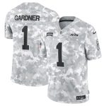 New York Jets #1 Sauce Gardner Arctic Camo 2024 F.U.S.E. Salute To Service Limited Stitched Jersey