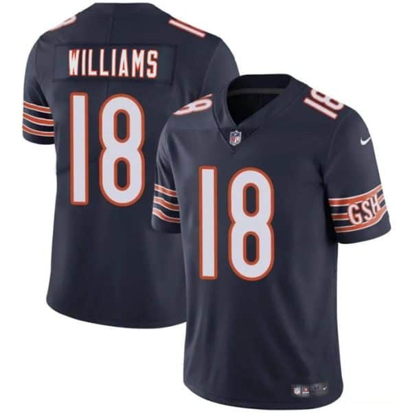 Chicago Bears #18 Caleb Williams Navy 2024 Draft Vapor Stitched Jersey
