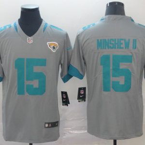 Jacksonville Jaguars #15 Gardner Minshew II Silver Inverted Legend Stitched Jersey
