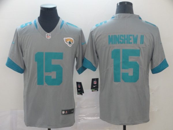 Jacksonville Jaguars #15 Gardner Minshew II Silver Inverted Legend Stitched Jersey