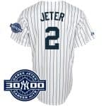 Yankees #2 Derek Jeter White W 3000 Hits Patch Stitched Jersey