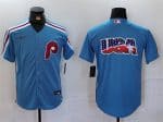 Philadelphia Phillies Team Big Logo Blue Cool Base Stitched Jersey