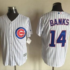 Cubs #14 Ernie Banks White Strip New Cool Base Stitched Jersey