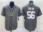 New York Giants #56 Lawrence Taylor Gray With Patch Cool Base Stitched Jersey