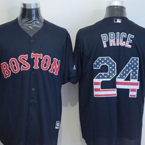 Red Sox #24 David Price Navy Blue USA Flag Fashion Stitched Jersey